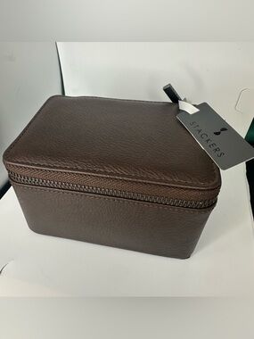 Stackers Zippered Watch & Jewelry Travel Case Brown Vegan Leather Organizer